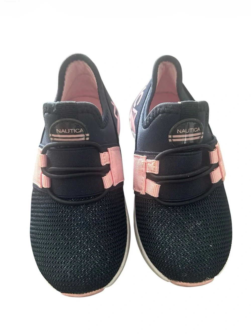 Nautica Black and Pink Slip-On Kids Sneakers